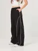 Calça Em Sarja Preta Estilo Esportivo