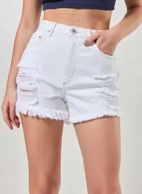 Short Jeans Hot Pants Com Barra Desfiada