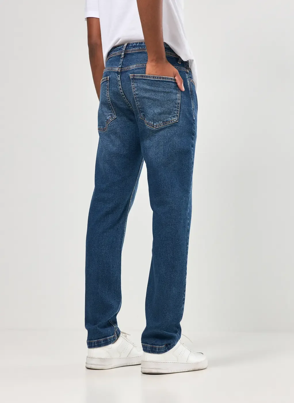 Calça Slim Em Jeans Escuro