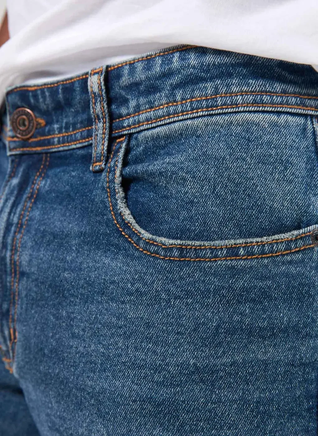 Calça Slim Em Jeans Escuro