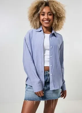 Camisa Oversized Azul Listras