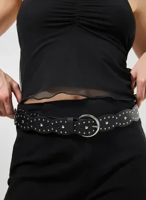 Cinto Preto Boho Em Poliuretano