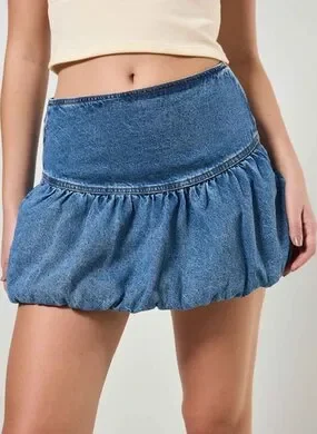 Saia Balonê Jeans