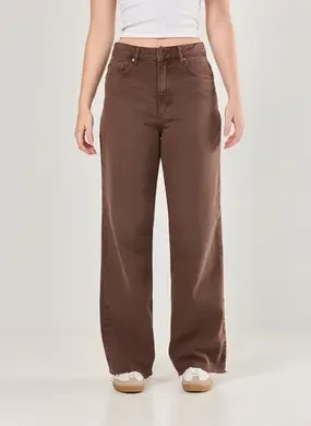 Calça Jeans Wide Leg Marrom