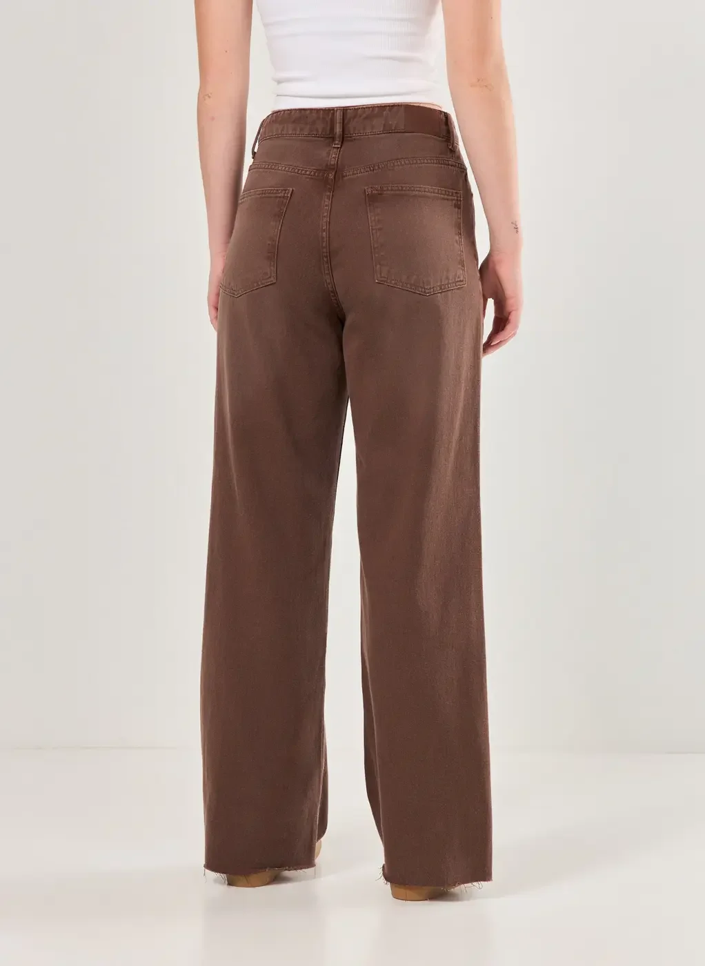 Calça Jeans Wide Leg Marrom