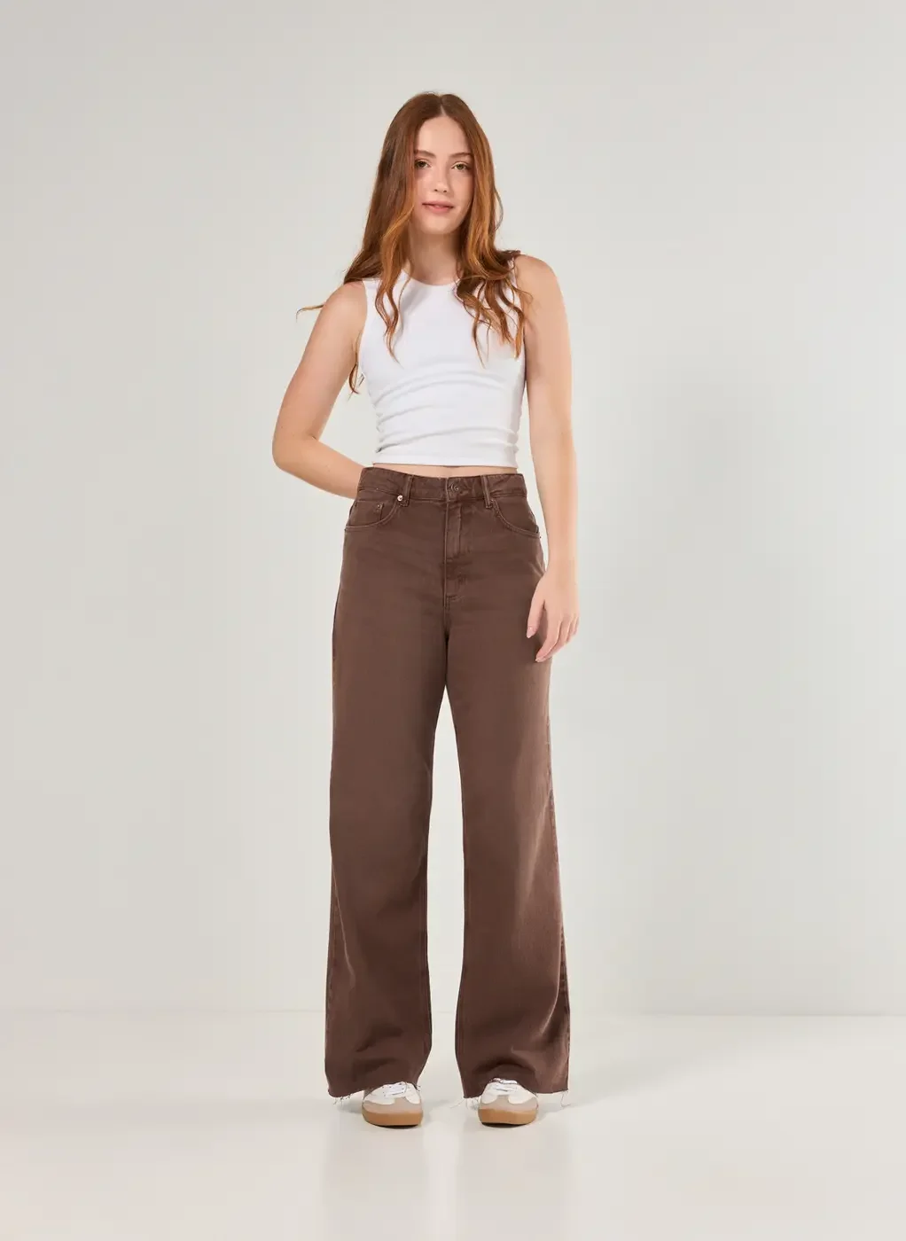 Calça Jeans Wide Leg Marrom
