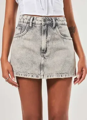 Short Saia Jeans Cinza Marmorizado