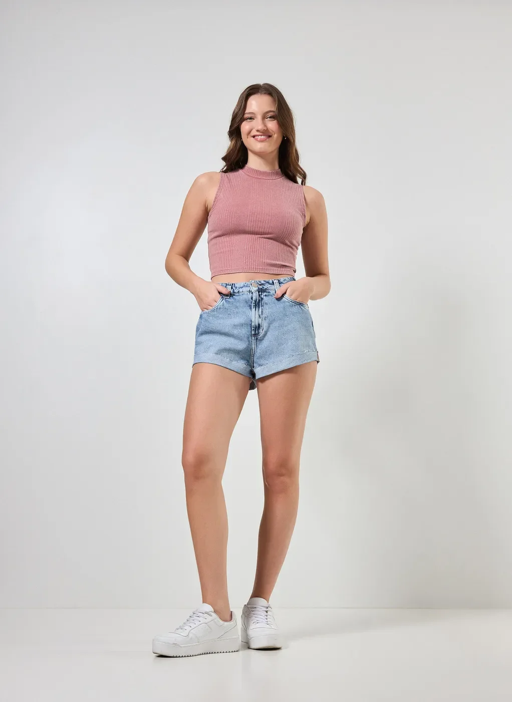 Short Jeans Hot Pants Barra Dobrada