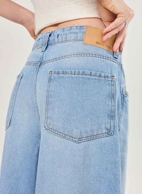 Calça Jeans Wide Leg Ampla Cintura Baixa