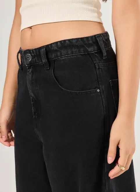 Calça Jeans Wide Leg Ampla Cintura Baixa