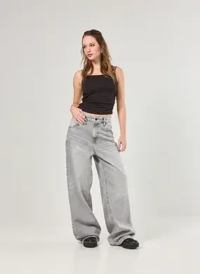 Calça Jeans Wide Leg Ampla Cintura Baixa