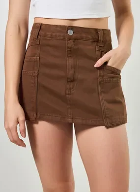 Short Saia Sarja Marrom