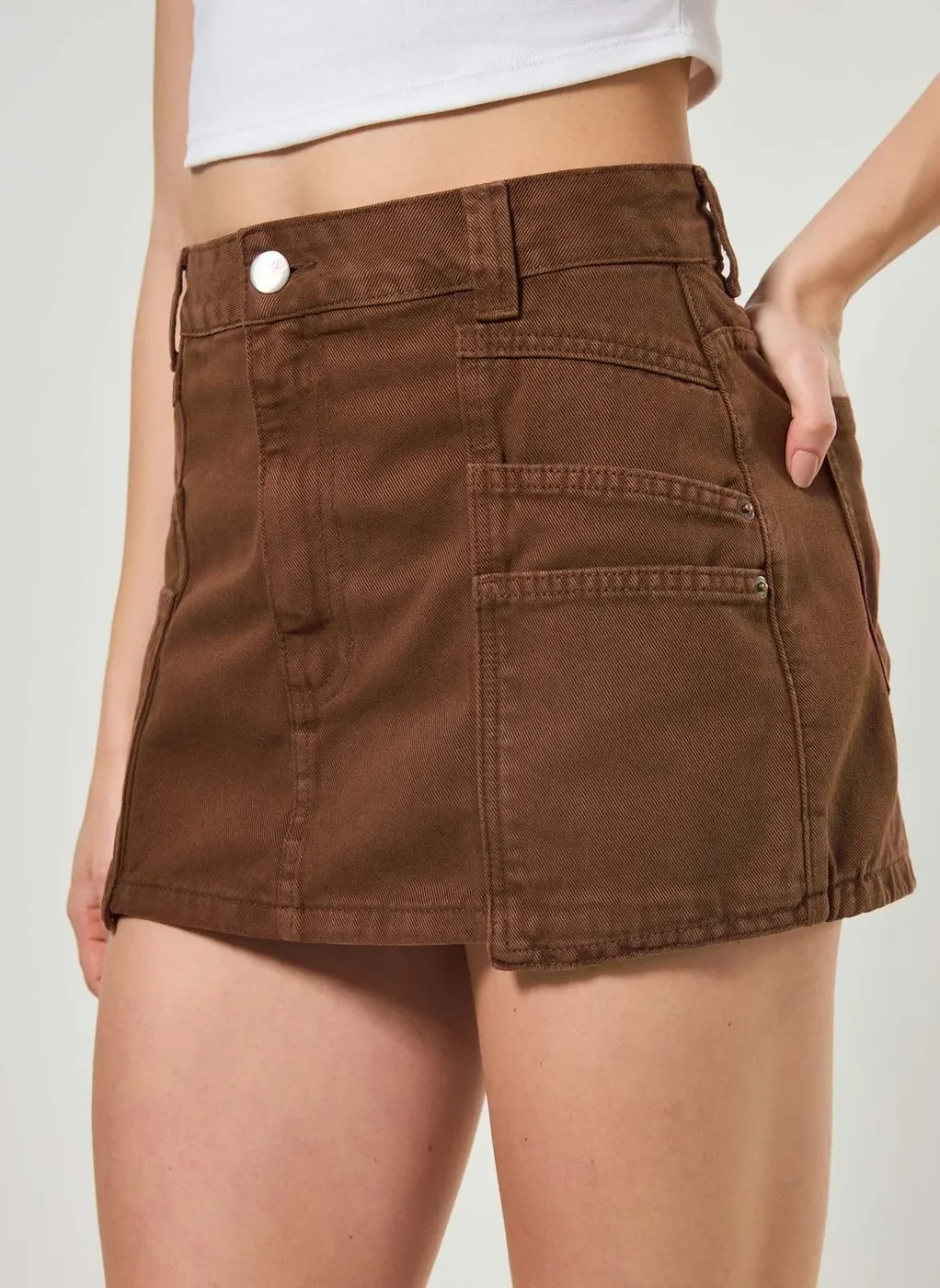 Short Saia Sarja Marrom