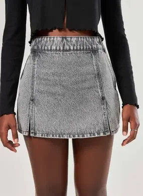 Short Saia Jeans Com Fendas