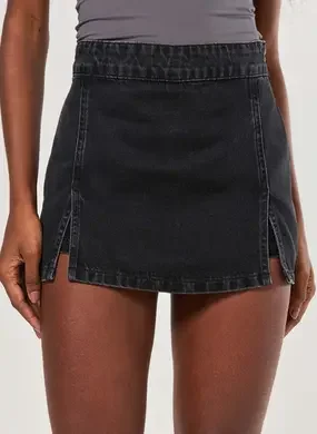 Short Saia Jeans Com Fendas