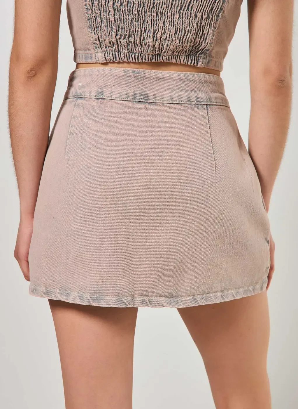 Short Saia Jeans Com Fendas