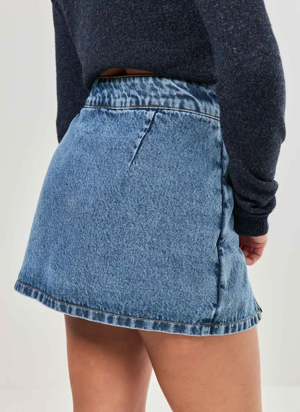 Short Saia Jeans Com Fendas