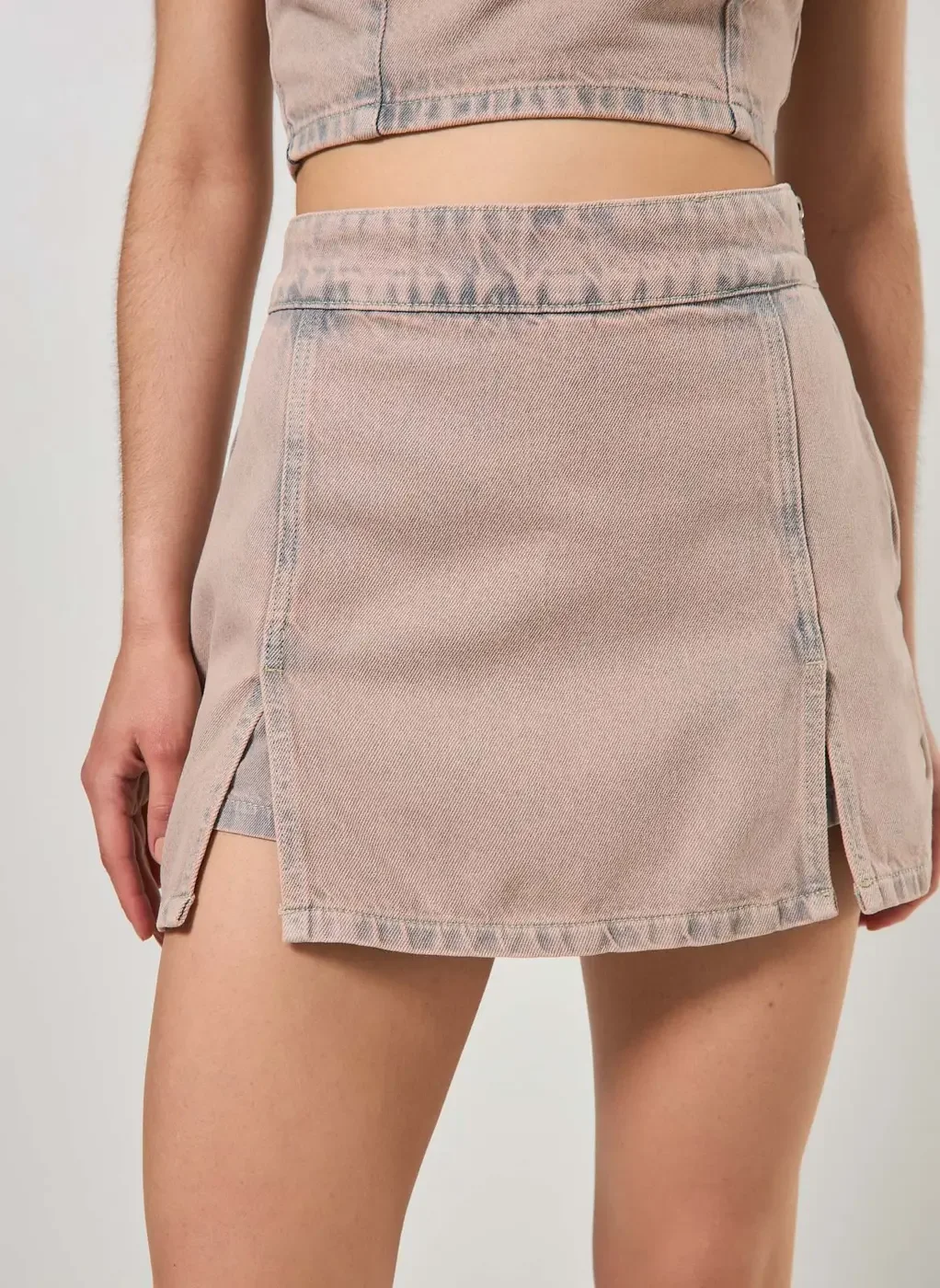 Short Saia Jeans Com Fendas