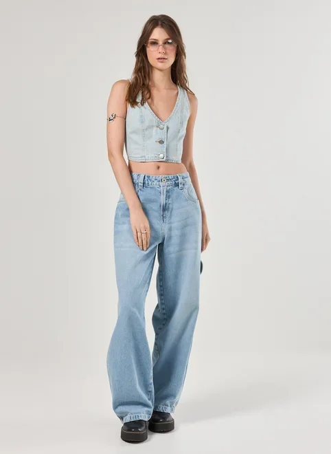 Colete Jeans Costas Abertas