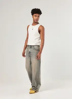 Calça Jeans Oversized Reta Dirty