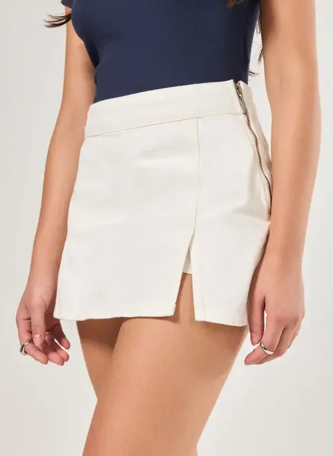 Short Saia Sarja Com Fendas