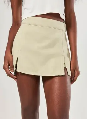 Short Saia Sarja Com Fendas