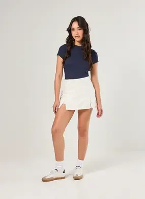 Short Saia Sarja Com Fendas