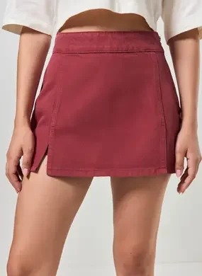 Short Saia Sarja Com Fendas