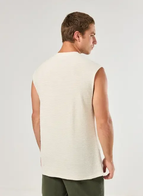 Regata Linho Off-White Texturizada