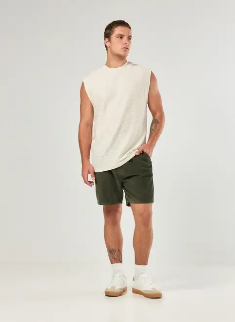 Regata Linho Off-White Texturizada