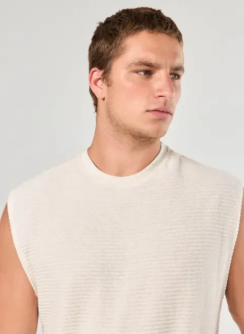 Regata Linho Off-White Texturizada