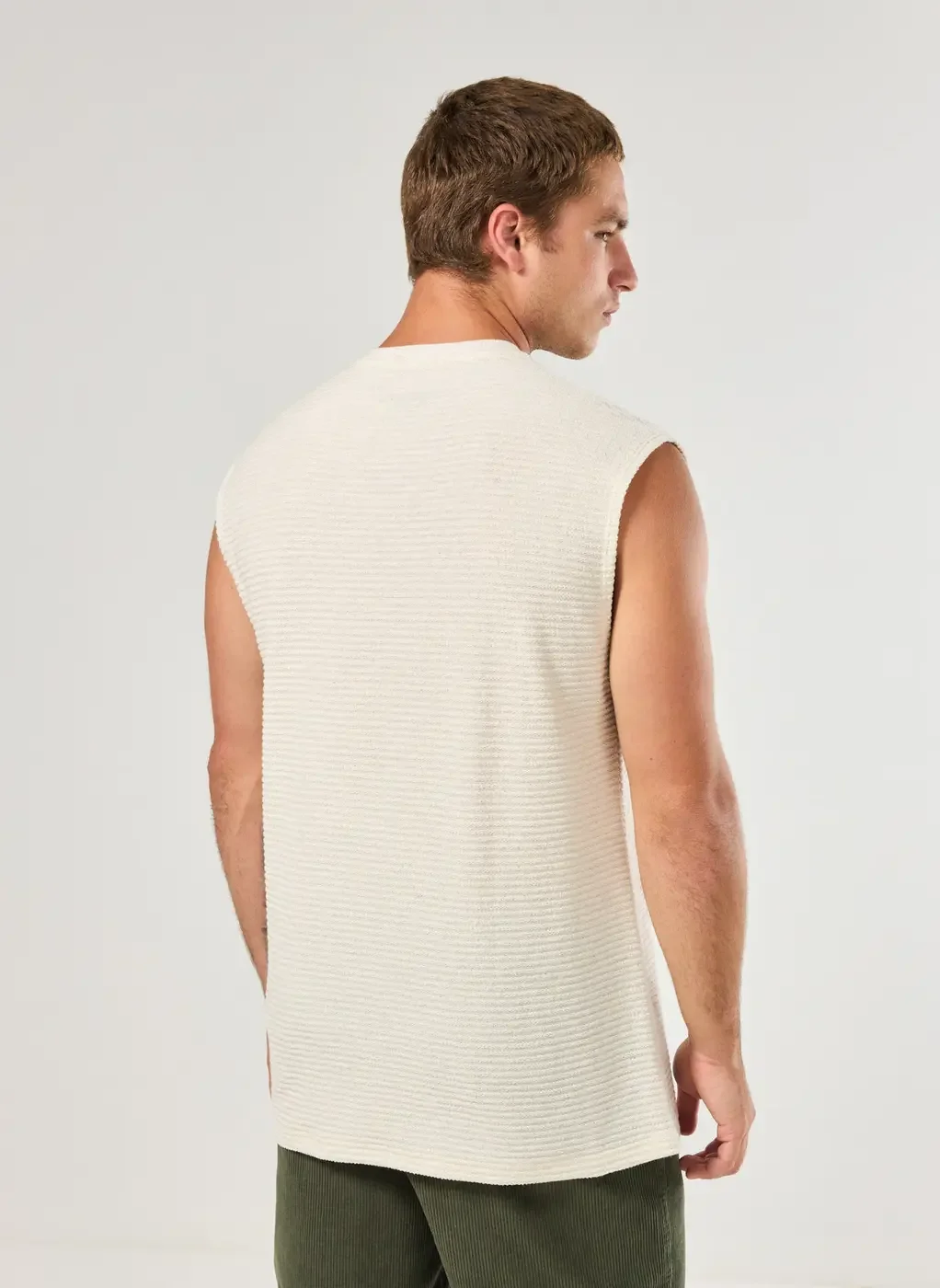 Regata Linho Off-White Texturizada