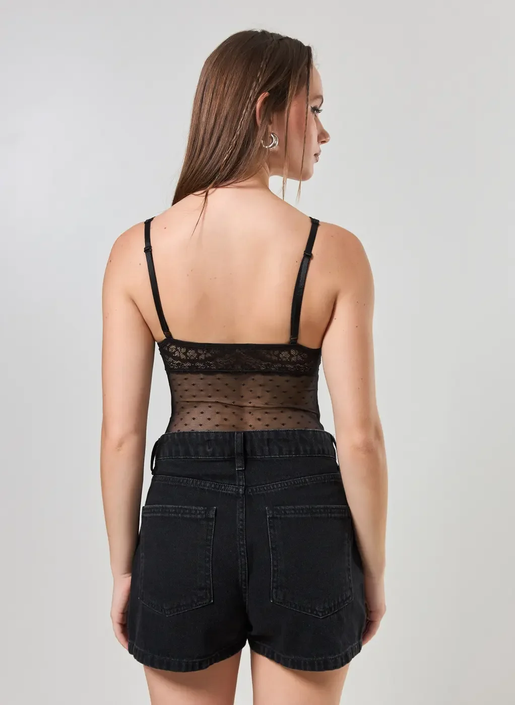 Body Tule E Renda Preto