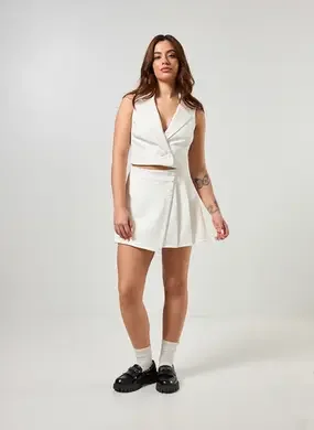 Short Saia Plissado Off-White