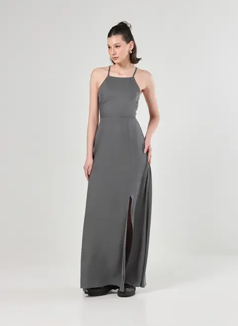 Vestido Longo Fenda Halter