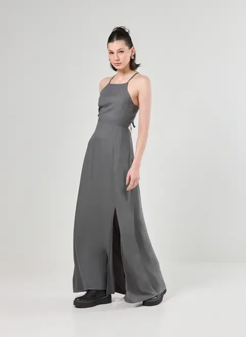 Vestido Longo Fenda Halter
