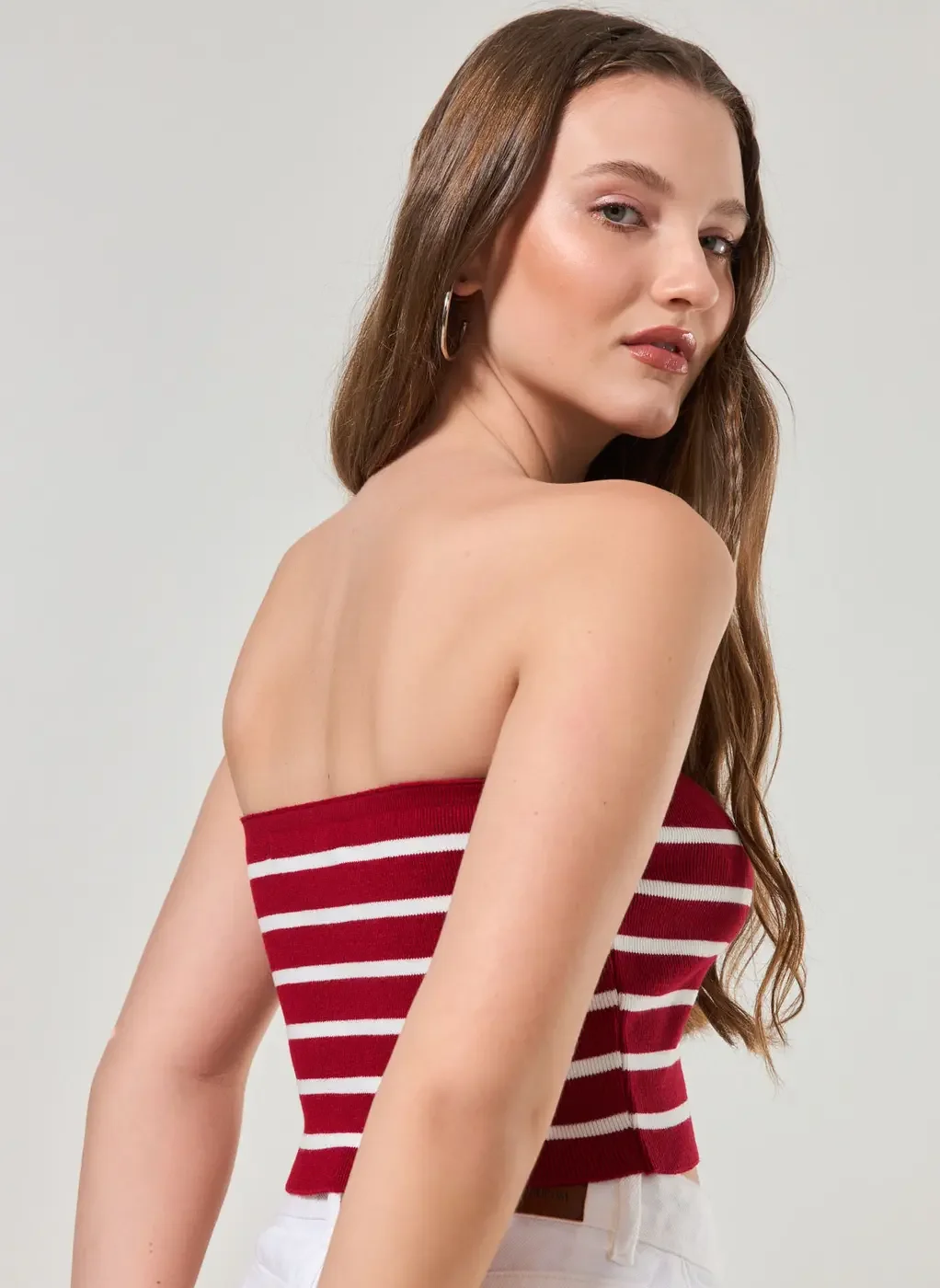 Blusa Tube Top Listrada Em Tricô