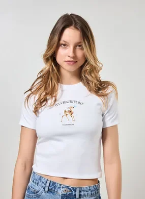 Blusa Mini Tee Branca Cervo