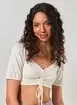 Blusa Cropped Com Franzido Manga Bufante