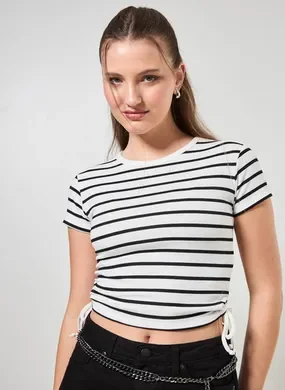 Blusa Listrada Com Amarração