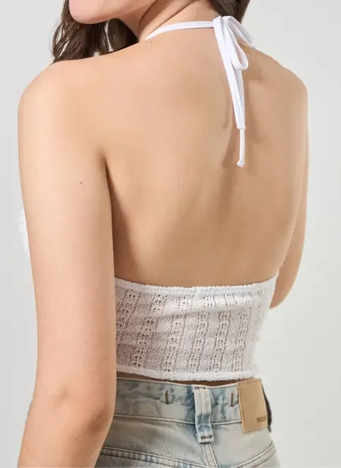 Cropped Frente Única Tricô Off-White