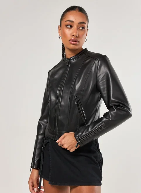 Jaqueta Em Poliuretano Preto