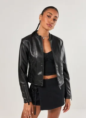 Jaqueta Em Poliuretano Preto