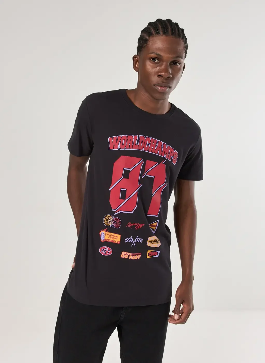 Camiseta Alongada Preta Racer