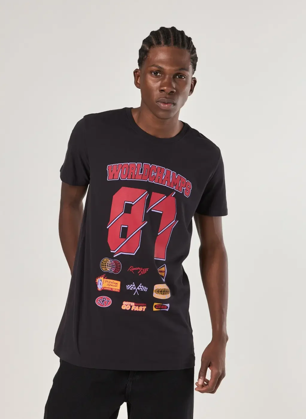 Camiseta Alongada Preta Racer