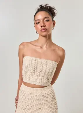 Tube Top Crochê Areia