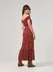 Vestido Midi Ombro A Ombro Vinho Florido