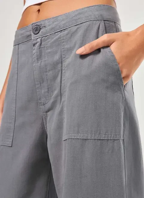 Calça Sarja Wide Leg Cintura Média