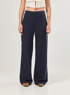 Calça Sarja Wide Leg Cintura Média