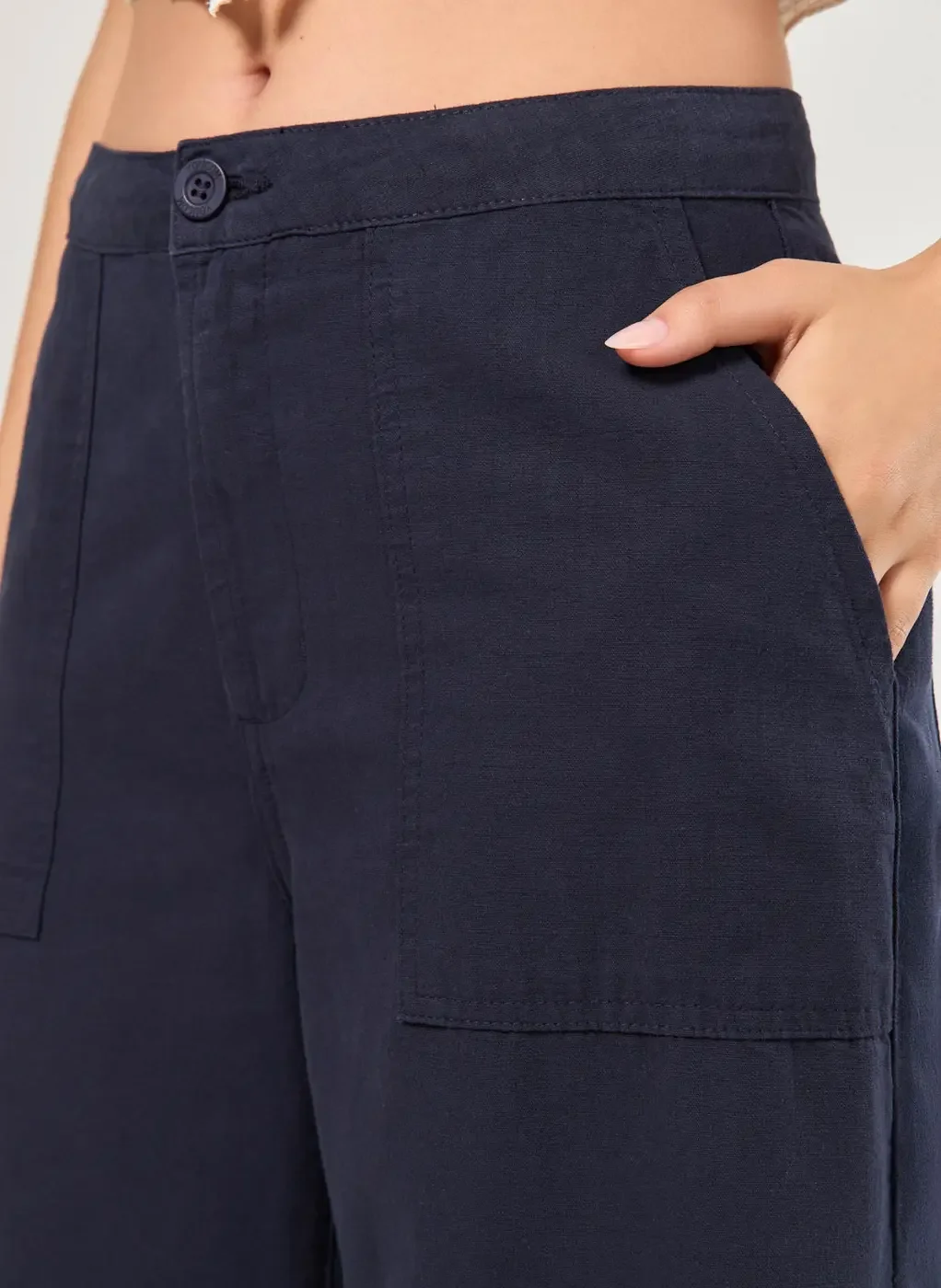 Calça Sarja Wide Leg Cintura Média